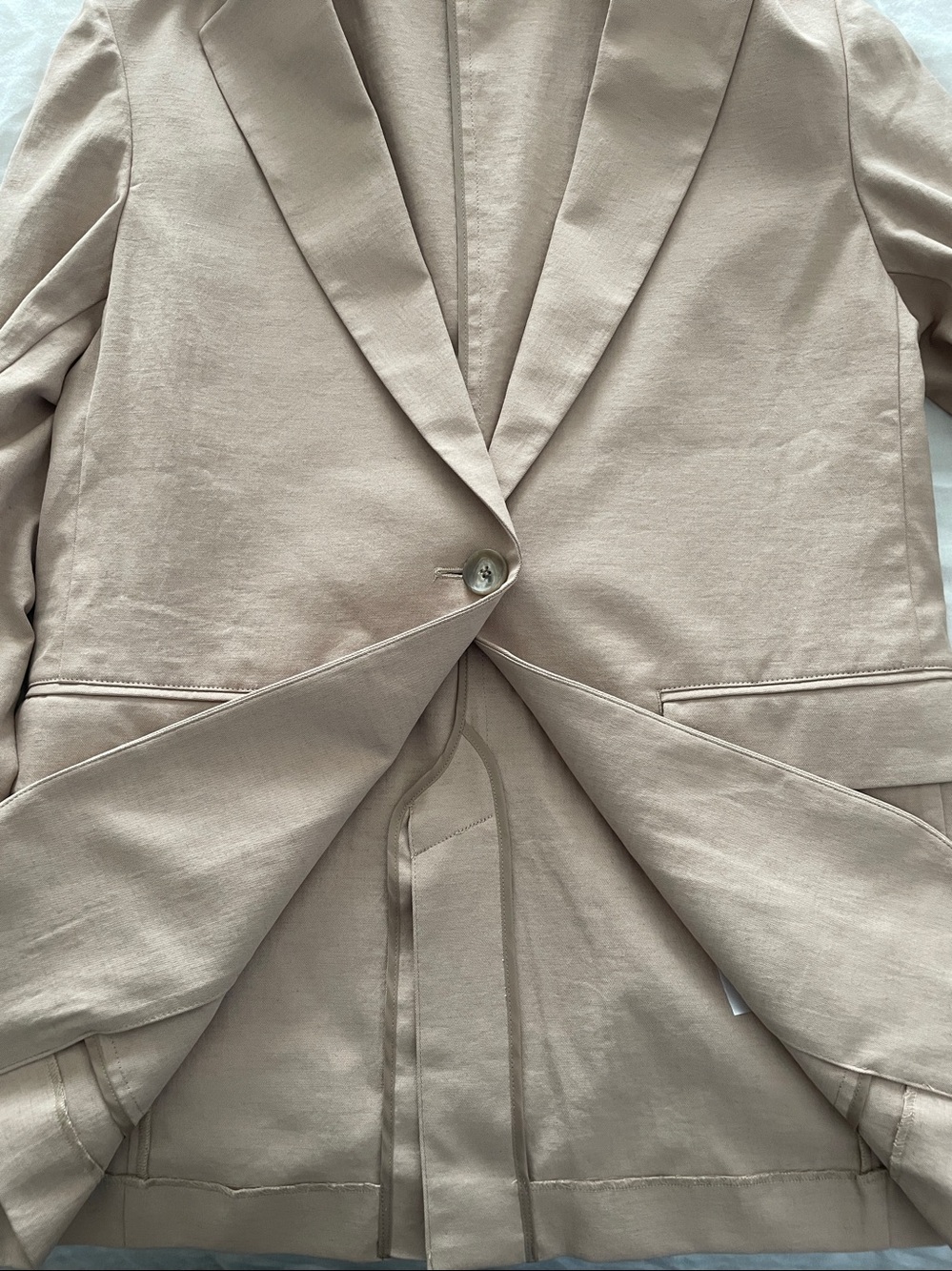 UNIQLO Tan Crisp Linen/Cotton Poplin Blend Blazer Unlined, Light Fabric - Picture 5 of 11
